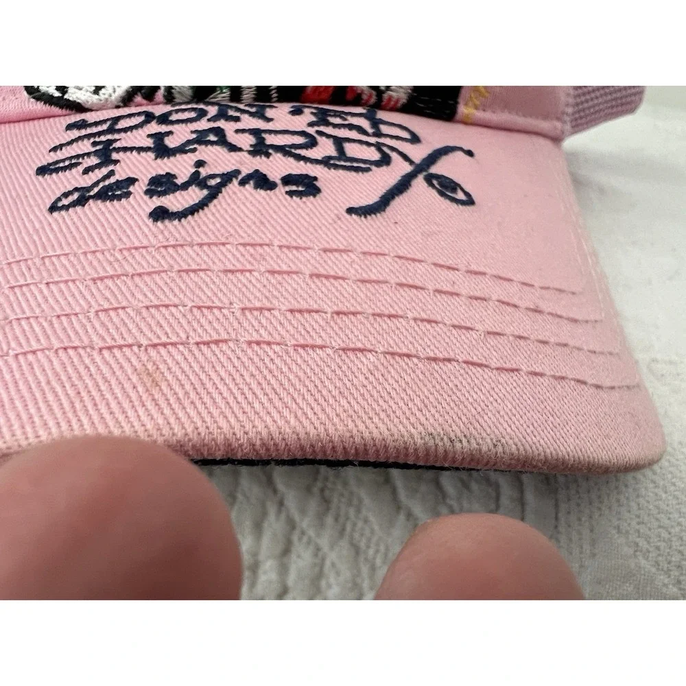 VTG Y2K Ed Hardy Hat Cap Snap Back Mesh Trucker Pink Dedicated Tattoo Denim